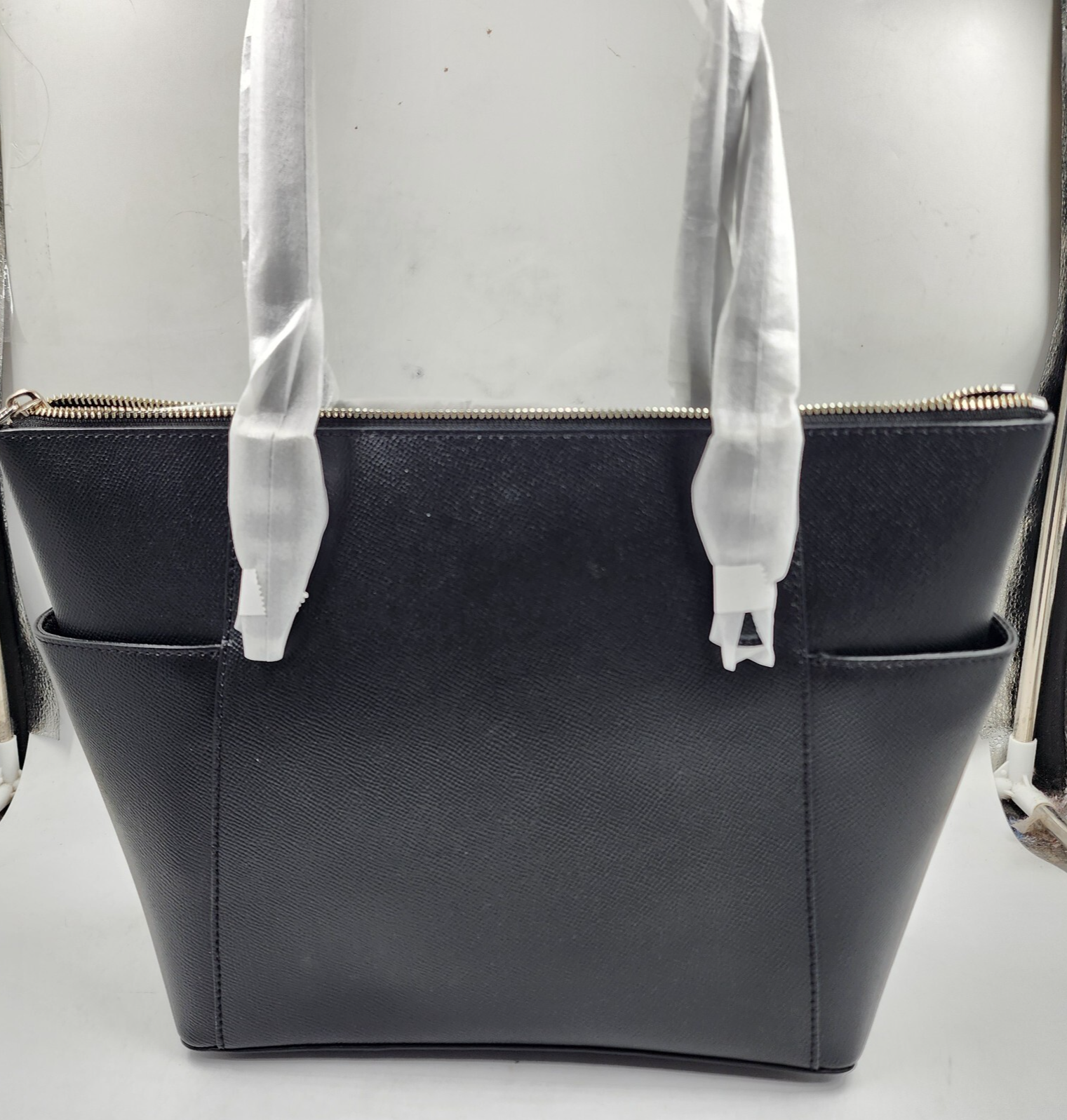 Michael Kors Jet Set Travel Saffiano Leather Tote Bag Womens L Black Zip Closure - Picture 9 of 19