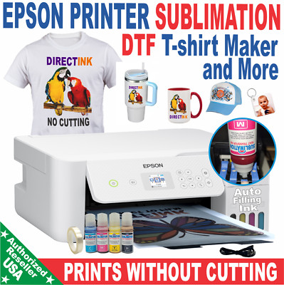 Epson Printer with Sublimation ink Heat Transfer Direct DTF T- Shirt Start Kit.