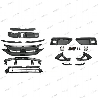 15PC For CIVIC 2019-2021 Front Bumper Grille Fog light Brackets Radiator Cover