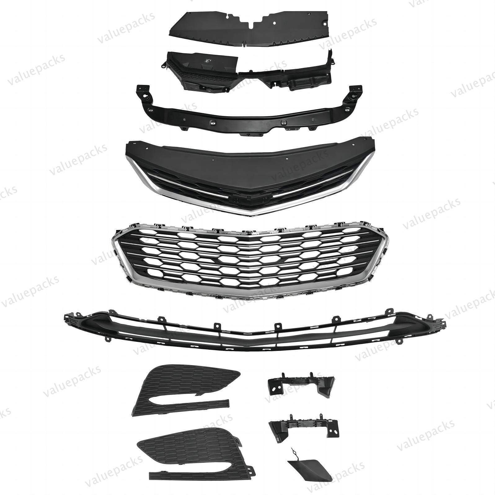 11PC For Cruze 2016-2018 Front Bumper Radiator Cover Chrome Grille Mesh Kit