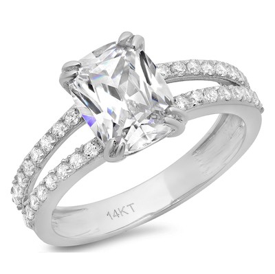 Pre-owned Pucci 3.50ct Cushion Classic Simulated Engagement Promise Ring 14k White Solid Gold In White/colorless
