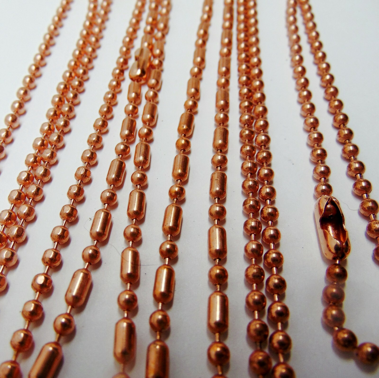 3 Solid COPPER Ball CHAIN 24" Necklaces~3 Styles Chain: Round, Faceted, Ball-Bar