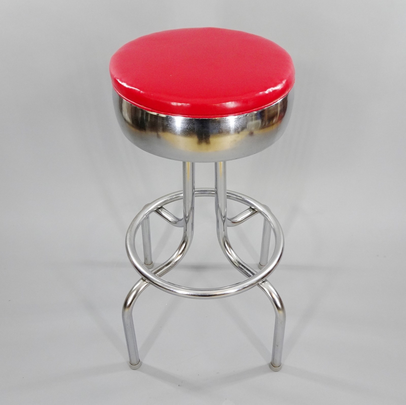 1950s Vintage Steak & Shake Swiveling Chrome Diner Bar Stool by Vitro Products