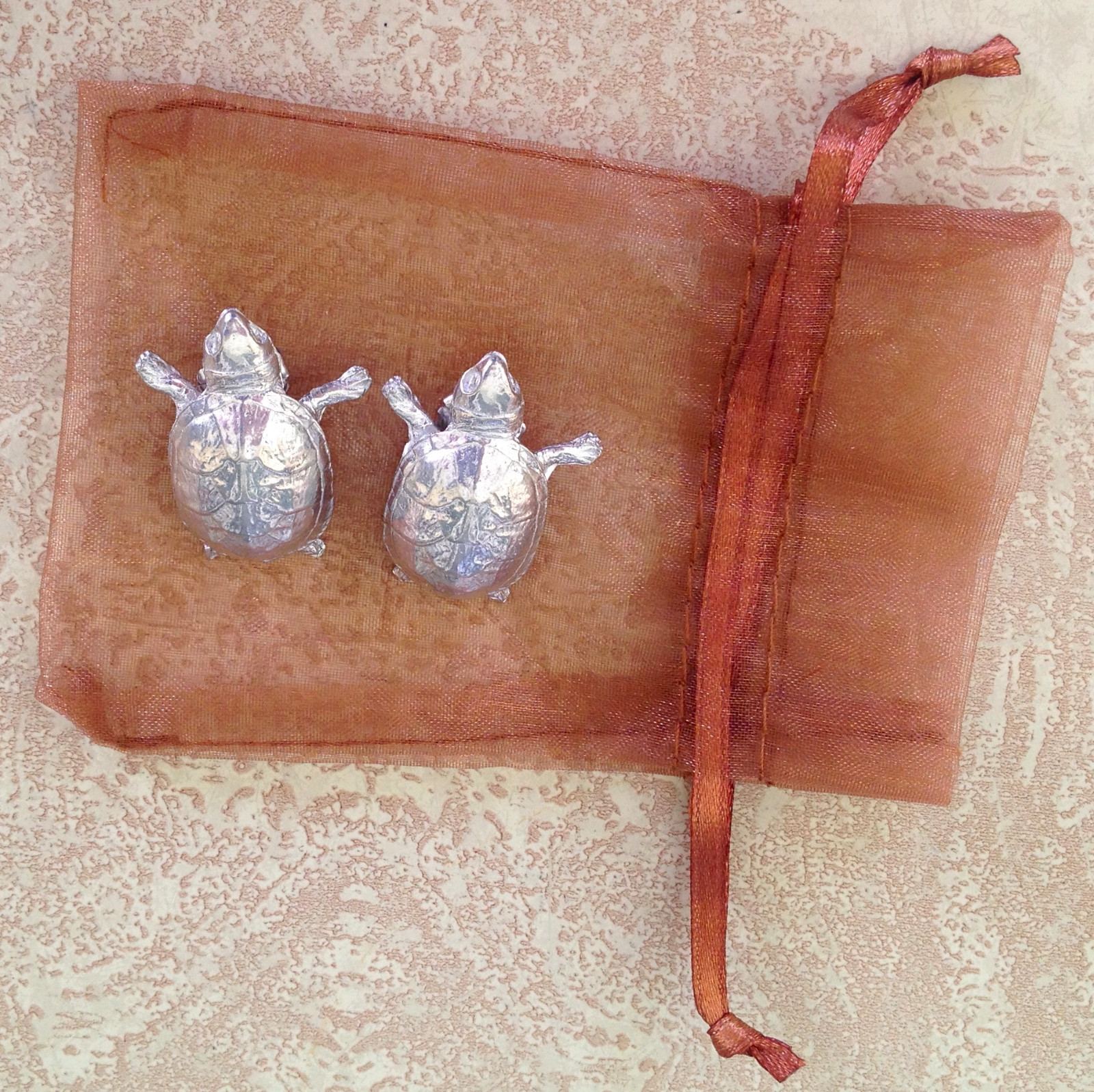 1 Pair Pewter Turtle Stud Earrings by Maurice Milleur Pewter Graphics Signed