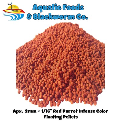 8-lbs 2mm Red Parrot Intense Coloring Floating Pellets, Also Discus, Cichlids