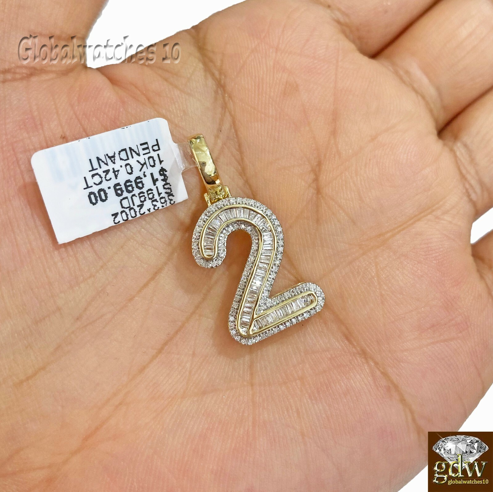 Pre-owned G&d 10k Gold Diamond Number Charm Pendant For Men Women Initial Number Letter Real