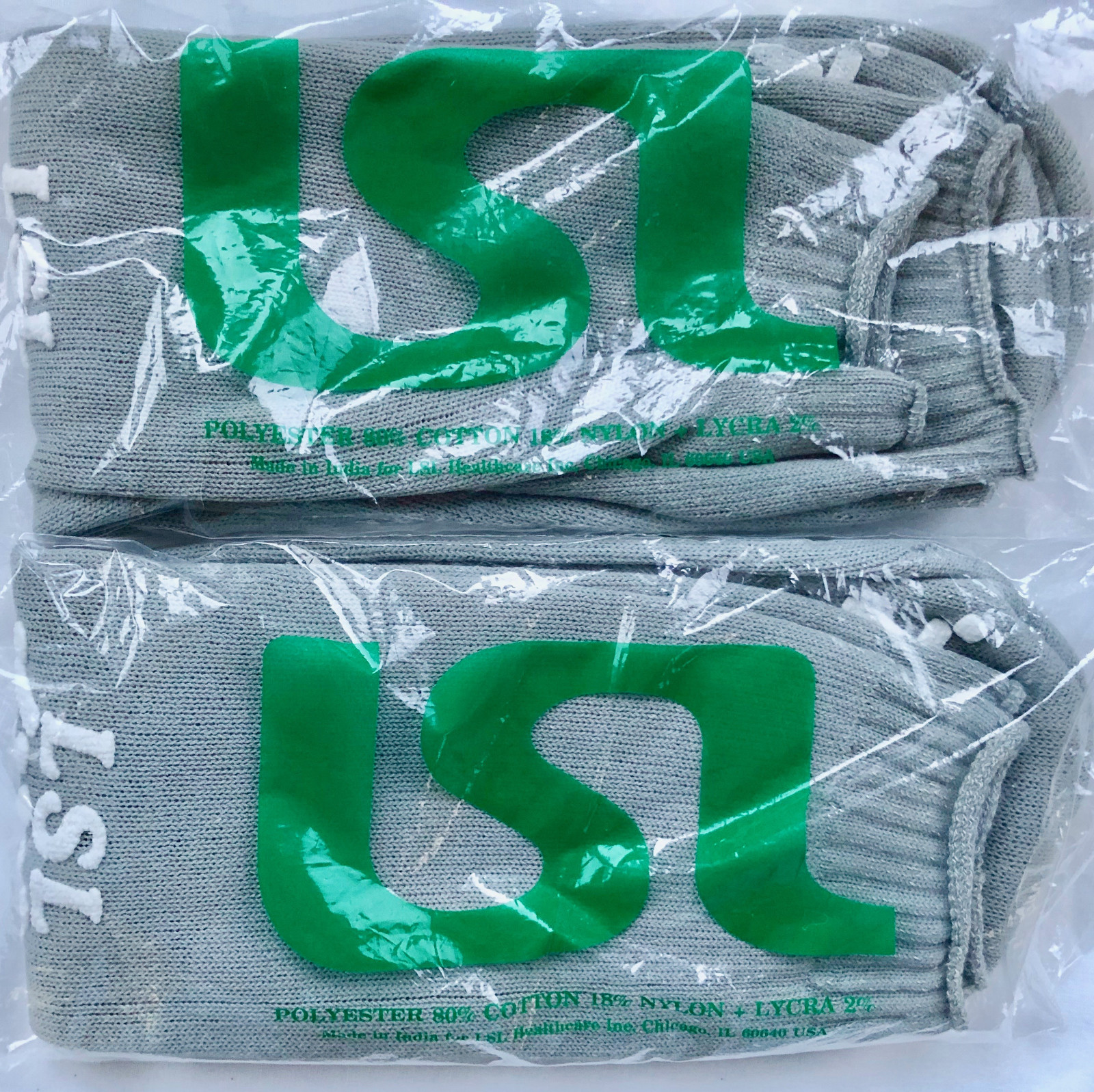 Two Pair LSL Double Tread Non-Slip Hospital Traction Sock XXL Latex Free Grey Nw