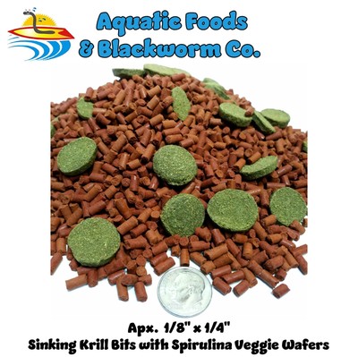 GB-40  -Spirulina Veggie Wafers & Krill Bits for Freshwater Shrimp, ALL Fish
