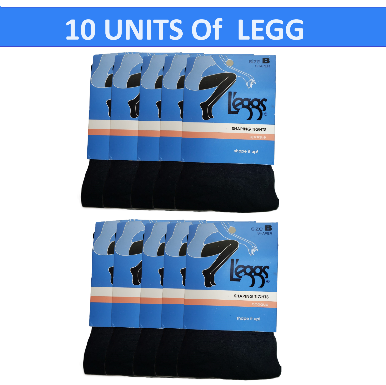 Leggs Casuals Womens Black Opaque Body Shaping Tights Size B Set of 10