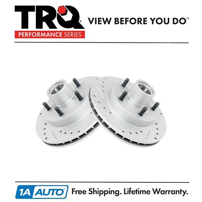 TRQ Performance Drilled Slotted Front Coated Brake Rotor Pai
