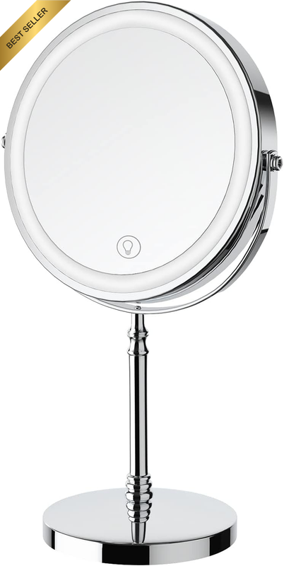 Lighted Makeup Mirror, 2000 Mah Rechargeable Double Sided Magnifying Vanity Mirr