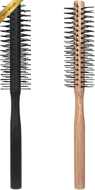 2Pcs Mini round Hairbrush Set for Curly Hair Styling, Nylon Bristle Blow Drying