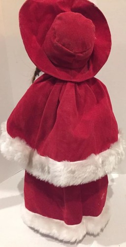 Porcelain Victorian Doll Christmas Caroler Blue Glass Eyes Brown Hair Braid 16”