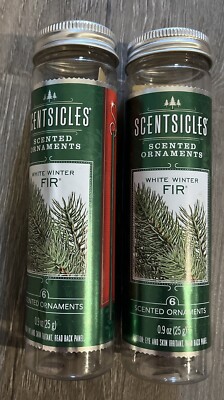 Scentsicles 6  Scented Ornaments ''White Winter Fir'' Hooks Included (2) Bottles