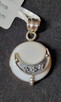 Crescent Moon White Opal 925 Sterling Silver Pendant Jewelry 2325