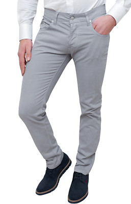 PANTALONI UOMO SARTORIALI GRIGIO CHIARO CASUAL SLIM FIT taglia 44 46 48 50 52 54