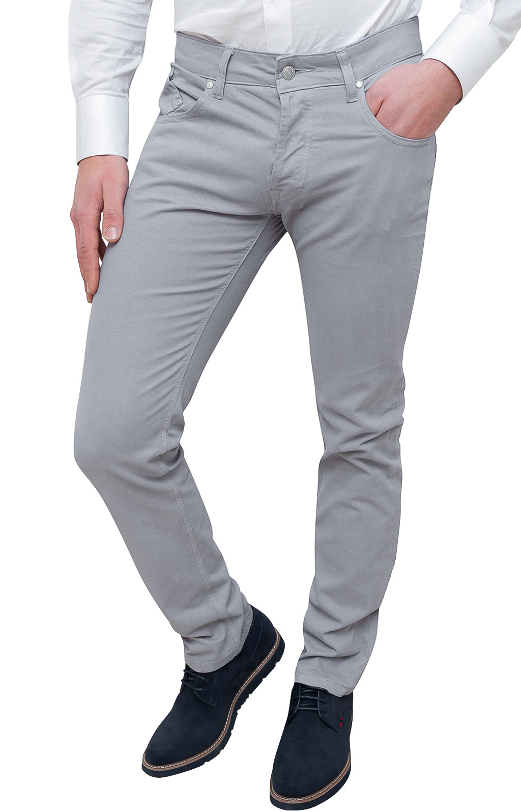 PANTALONI UOMO SARTORIALI GRIGIO CHIARO CASUAL SLIM FIT taglia 44 46 48 50  52 54