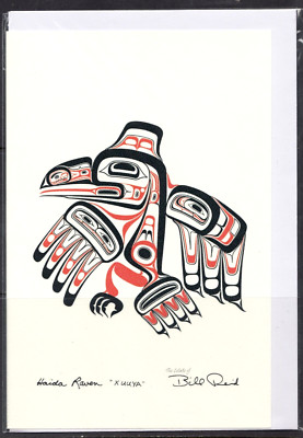 HAIDA RAVEN ''XUUYA'' Red & Black Version by Bill Reid - 6'' x 9'' Art Card