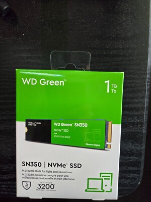 WD Green SN350 1TB M.2 2280 NVME SSD (Internal, WDS100T3G0C) - New Sealed
