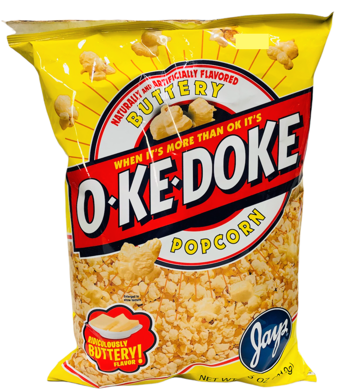 Okedoke Buttery Flavored Popcorn Jays 7.5 oz O Ke Doke
