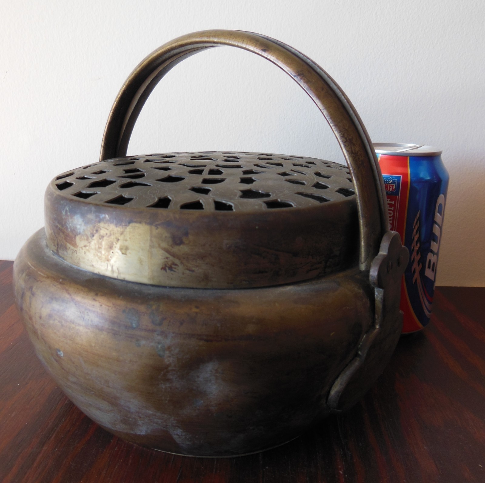 Antique Chinese Incense Burner Censer Cricket Cage Box Reticulated w/ Lid *LARGE