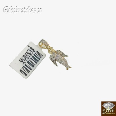 Pre-owned Globalwatches10 Praying Angel Charm 10k Gold Men Praying Angel Charm Pendant Genuine Diamonds In Yellow