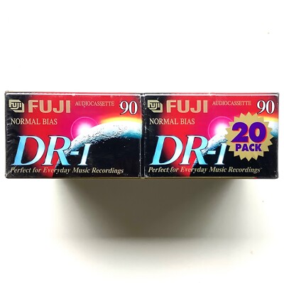 Fuji DR-1 90 Minute Blank Cassette Tapes Lot of 20 Pack New NOS Sealed Vtg 90s