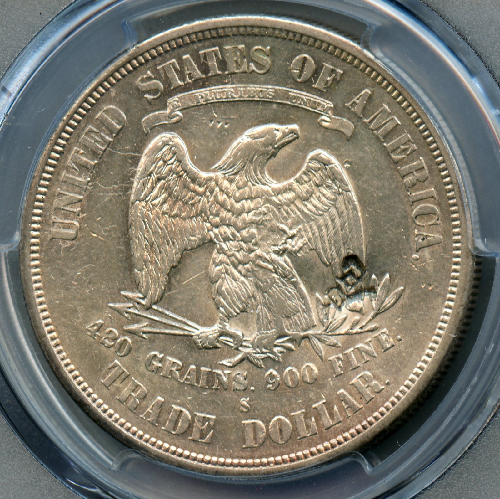 1875 S Trade Silver Dollar PCGS AU 55 Chop Mark