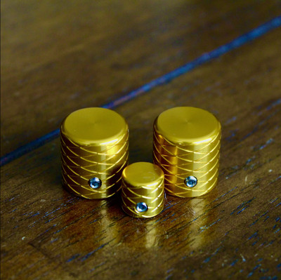 Double Helix Flat Top knob set of 2 with switch tip, Aztec Gold