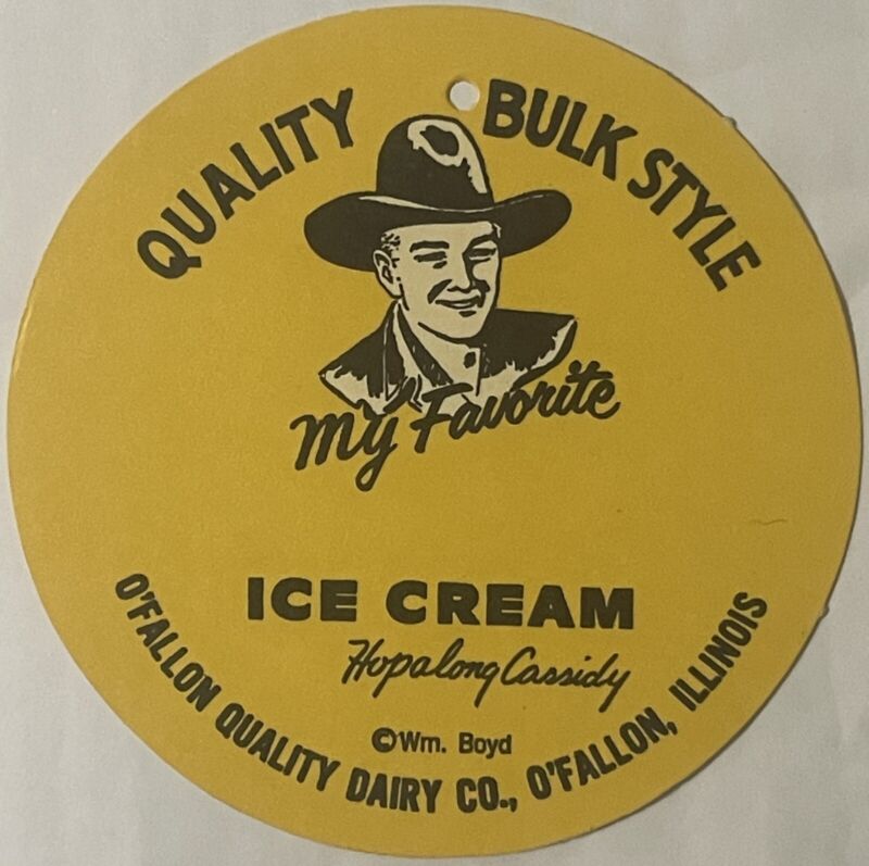 Rare Antique Vintage 1950s 🤠 Hopalong Cassidy Ice Cream Sign - Lid, O