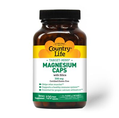 Country Life Target Mins Magnesium Caps 300 мг с диоксидом кремния (как видно из первого