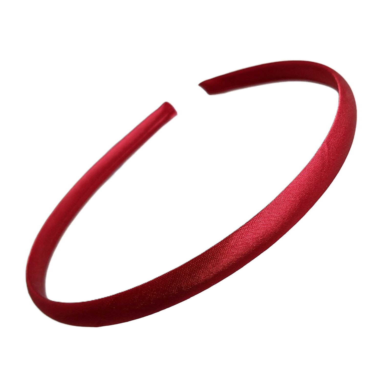Burgundy Satin Hair Band for Girls - 1cm Plastic Alice Headband