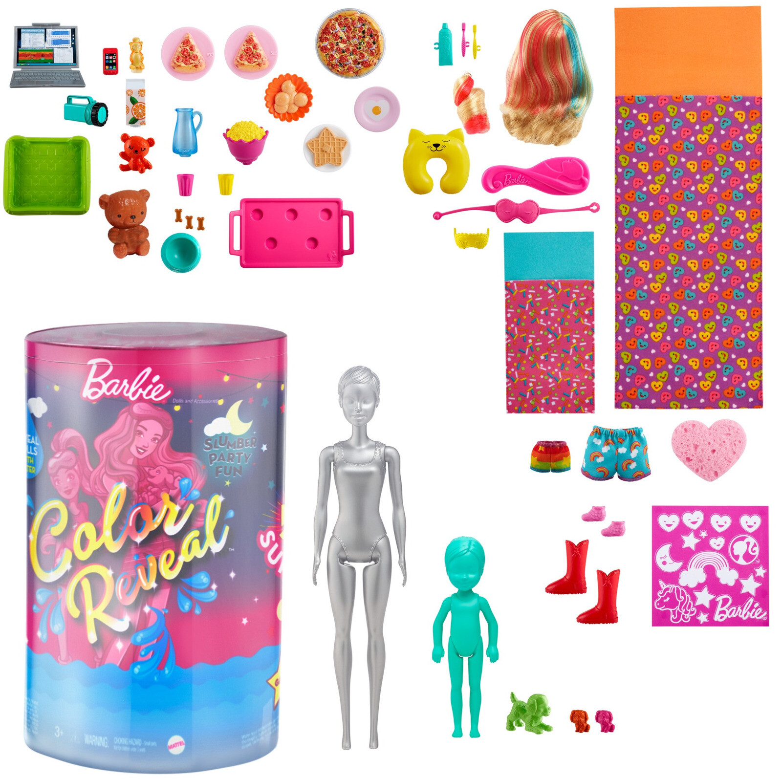 Barbie Color Reveal Slumber Party Fun Set, 50+ Surprises Including 2