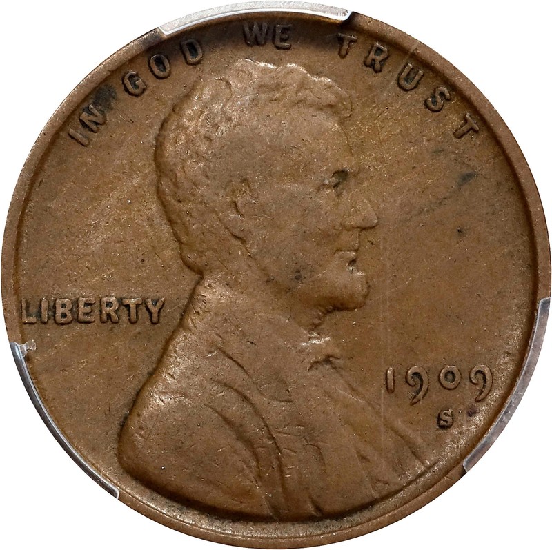 1909-S VDB LINCOLN CENT GRADED VF-20 by PCGS HOUSED IN