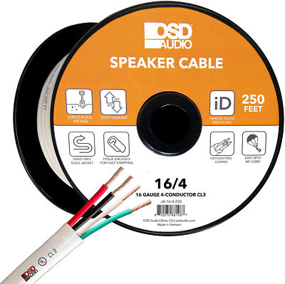 OSD 16/4 CL3 Rated Speaker Wire- 250' White