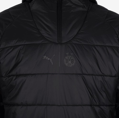 Pre-owned Puma Men Dortmund Reversible Jacket Run Black Soccer Bvb 09 Top Jackets 77111506 In Black, Yellow
