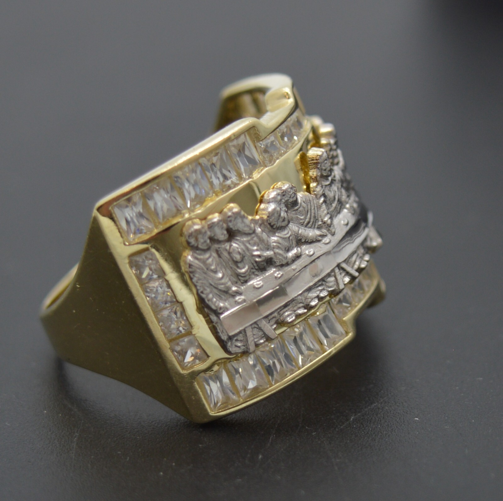 Pre-owned Pinky Real Solid 10k Yellow Gold Men's Beautiful Last Supper Ring All Sizes