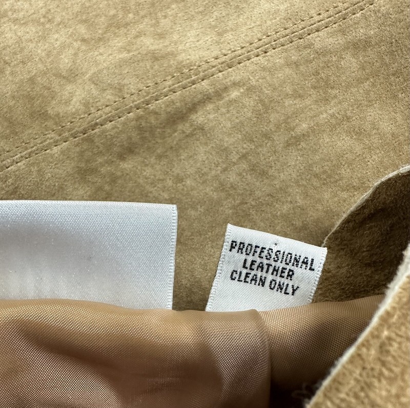 VTG 90s CHICOS Tan Suede Pencil Skirt M / 30&rdquo; High Waist Minimalist Retro FLAWS