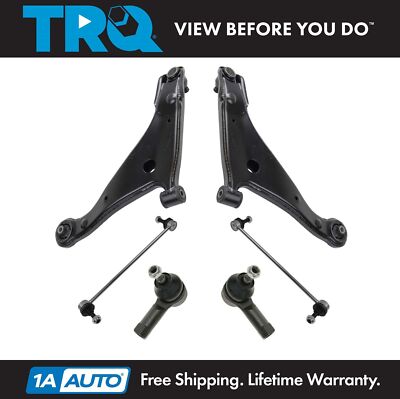 TRQ 6pc Suspension Kit Lower Control Arms Sway Bar Links Tie Rods for Mitsubishi