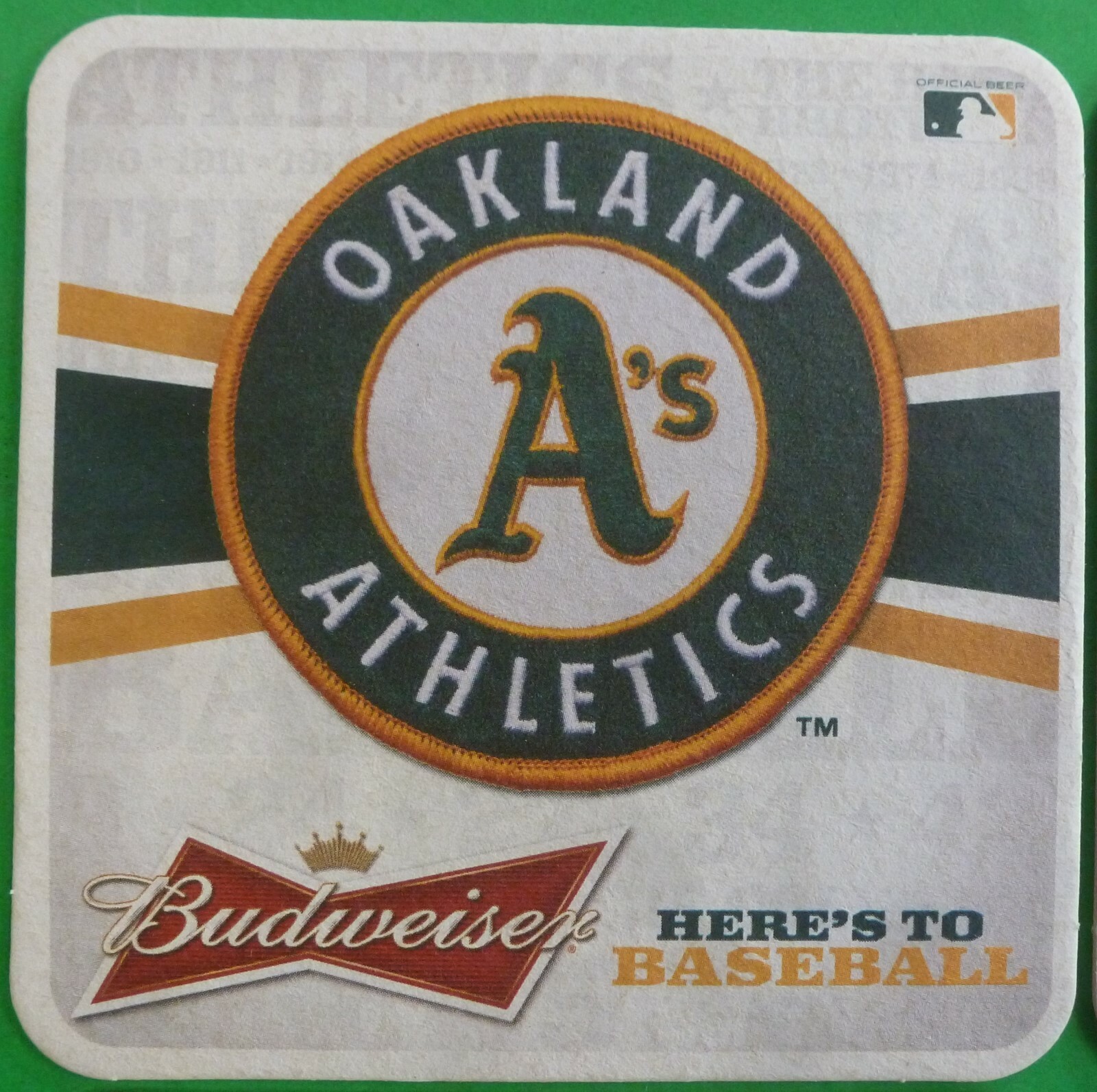 SIX UNUSED BUDWEISER OAKLAND ATHLETICS A's CARDBOARD BEER COASTERS