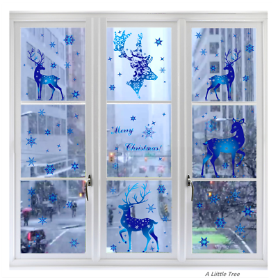 124PCs Christmas Xmas Removable Window Sticker Clings Decal Decor