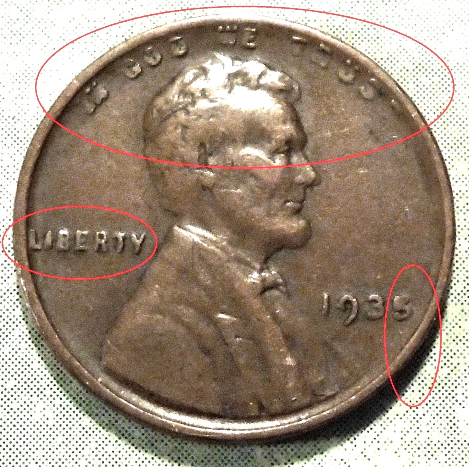 【Necessary or Unnecessary】LINOCOLN TEA 1935 S Lincoln Wheat Cent Woody VF/XF Wood Grain Penny