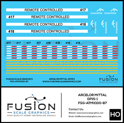 HO Scale Arcelor Mittal EMD GP15-1 Locomotives Decal Set