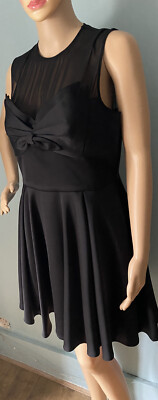 Oasis Womens Short Sleeveless Occasions Skater Dress U.K. Size 12 Black BNWoT