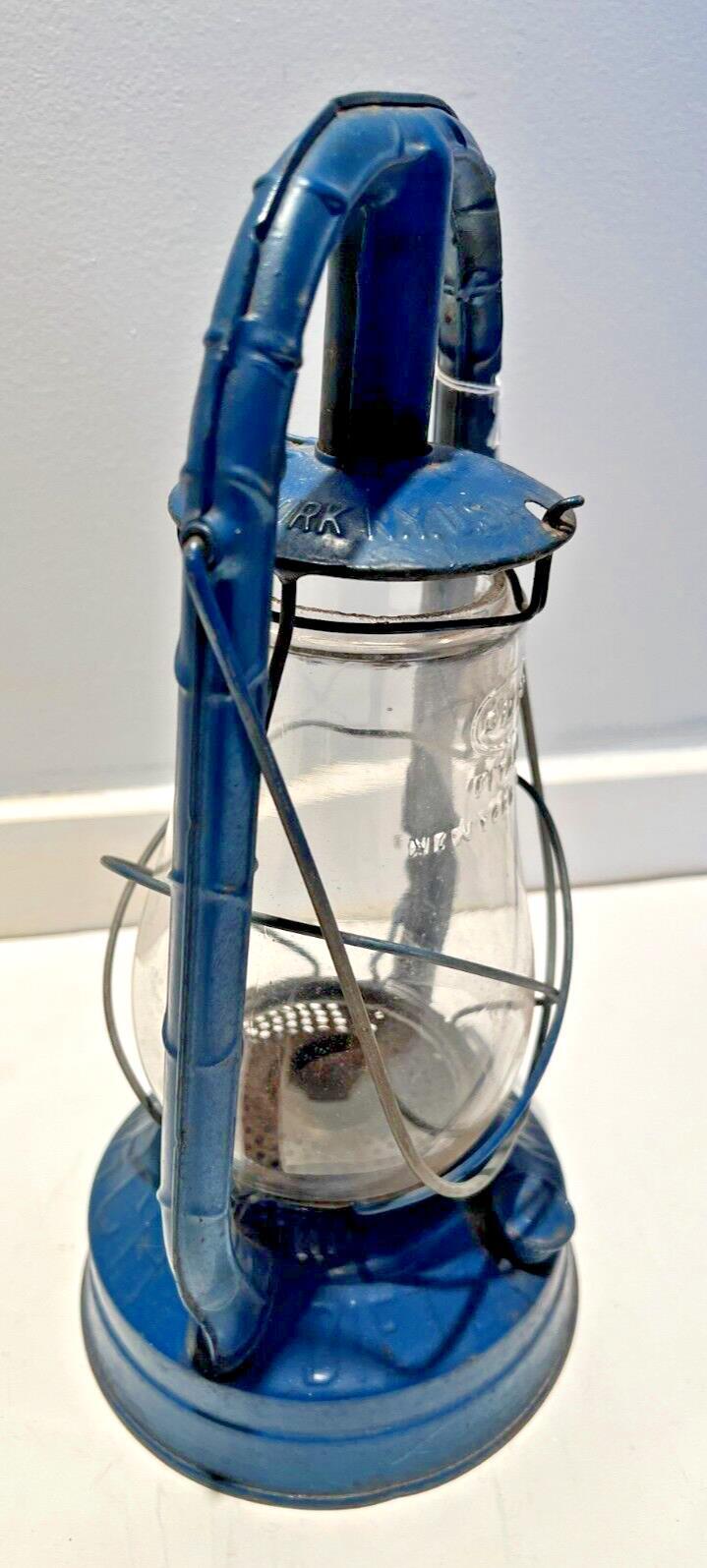 Antique Dietz Monarch Blue Lantern Clear  Globe New York USA