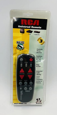 RCA Universal Remote RCU303, Replaces 3 Remotes, Multi-Brand Use, Palm Size