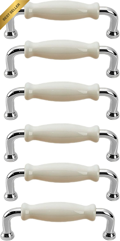 6PCS Cupboard Handle, Ceramic Zinc Alloy Cabinet Handle, Kitchen Drawer Door Han