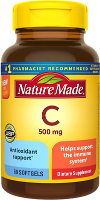 Vitamin C 500 Mg, Dietary Supplement for Immune Support, 60 Softgels, 60 Day Sup
