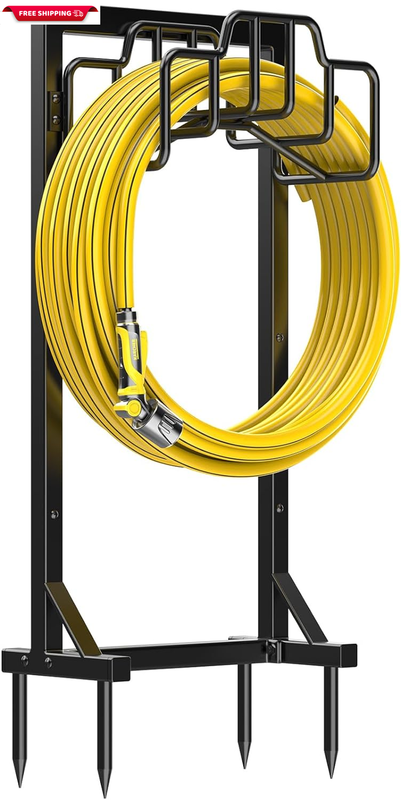 Garden Hose Reel Holder Detachable Metal Water Hose Hanger Organizer Heavy Duty