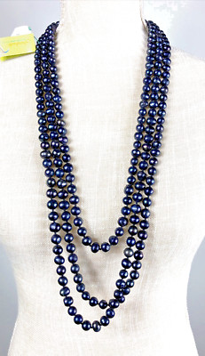 NEW! GURUBACHI Women's Infinity Long Pearl Necklace, Black Iridescent